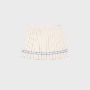 Sporty & Rich pleated tennis skirt in cream / blue stripe, size XS